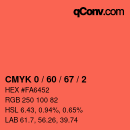 颜色代码: CMYK 0 / 60 / 67 / 2 | qconv.com