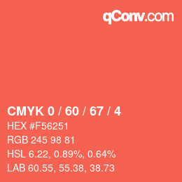 カラーコード: CMYK 0 / 60 / 67 / 4 | qconv.com