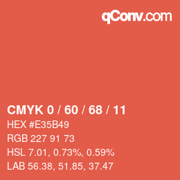 カラーコード: CMYK 0 / 60 / 68 / 11 | qconv.com
