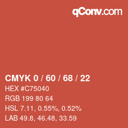 カラーコード: CMYK 0 / 60 / 68 / 22 | qconv.com