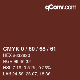 颜色代码: CMYK 0 / 60 / 68 / 61 | qconv.com