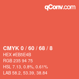 カラーコード: CMYK 0 / 60 / 68 / 8 | qconv.com