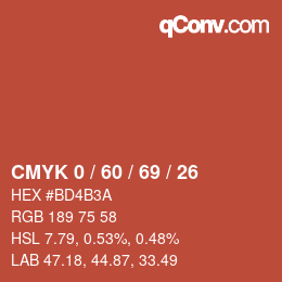 Color code: CMYK 0 / 60 / 69 / 26 | qconv.com