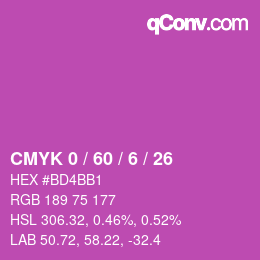 カラーコード: CMYK 0 / 60 / 6 / 26 | qconv.com