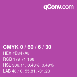 カラーコード: CMYK 0 / 60 / 6 / 30 | qconv.com