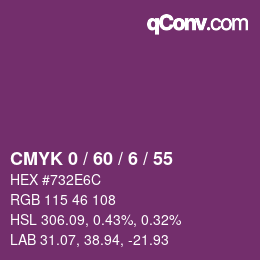 カラーコード: CMYK 0 / 60 / 6 / 55 | qconv.com