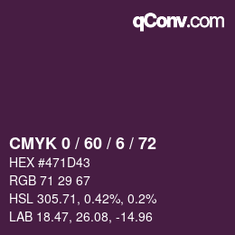 Color code: CMYK 0 / 60 / 6 / 72 | qconv.com