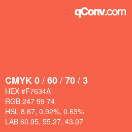 Farbcode: CMYK 0 / 60 / 70 / 3 | qconv.com