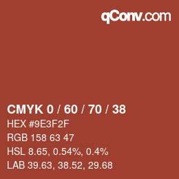 カラーコード: CMYK 0 / 60 / 70 / 38 | qconv.com