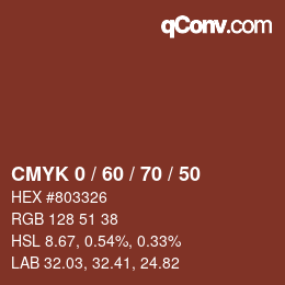 カラーコード: CMYK 0 / 60 / 70 / 50 | qconv.com