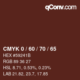 カラーコード: CMYK 0 / 60 / 70 / 65 | qconv.com