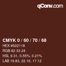 颜色代码: CMYK 0 / 60 / 70 / 68 | qconv.com