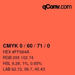 カラーコード: CMYK 0 / 60 / 71 / 0 | qconv.com