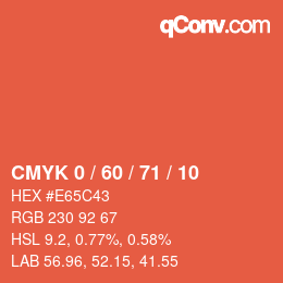 カラーコード: CMYK 0 / 60 / 71 / 10 | qconv.com