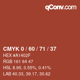 カラーコード: CMYK 0 / 60 / 71 / 37 | qconv.com