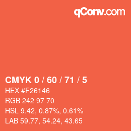 カラーコード: CMYK 0 / 60 / 71 / 5 | qconv.com