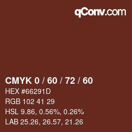 カラーコード: CMYK 0 / 60 / 72 / 60 | qconv.com