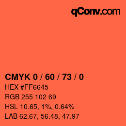 Farbcode: CMYK 0 / 60 / 73 / 0 | qconv.com