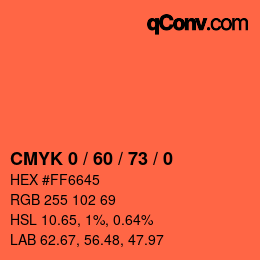 カラーコード: CMYK 0 / 60 / 73 / 0 | qconv.com