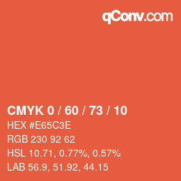カラーコード: CMYK 0 / 60 / 73 / 10 | qconv.com