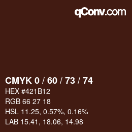 カラーコード: CMYK 0 / 60 / 73 / 74 | qconv.com