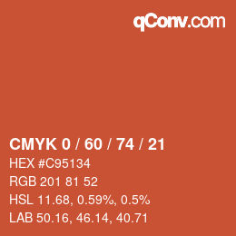 カラーコード: CMYK 0 / 60 / 74 / 21 | qconv.com
