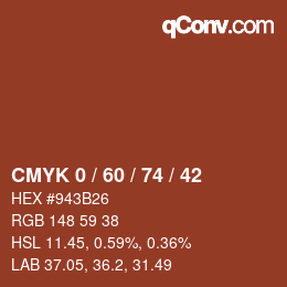 カラーコード: CMYK 0 / 60 / 74 / 42 | qconv.com