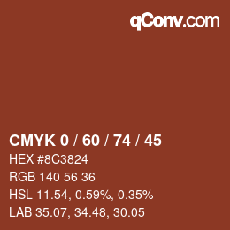 カラーコード: CMYK 0 / 60 / 74 / 45 | qconv.com