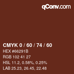 カラーコード: CMYK 0 / 60 / 74 / 60 | qconv.com