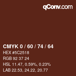 カラーコード: CMYK 0 / 60 / 74 / 64 | qconv.com