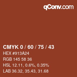 カラーコード: CMYK 0 / 60 / 75 / 43 | qconv.com