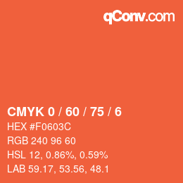 颜色代码: CMYK 0 / 60 / 75 / 6 | qconv.com