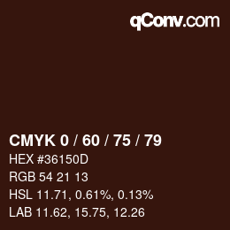 颜色代码: CMYK 0 / 60 / 75 / 79 | qconv.com