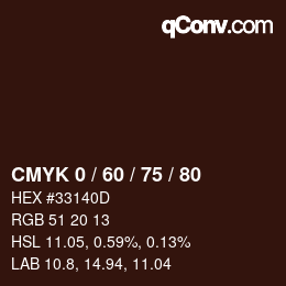 カラーコード: CMYK 0 / 60 / 75 / 80 | qconv.com