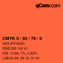 カラーコード: CMYK 0 / 60 / 76 / 0 | qconv.com