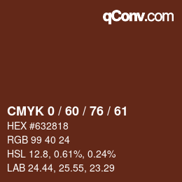 カラーコード: CMYK 0 / 60 / 76 / 61 | qconv.com