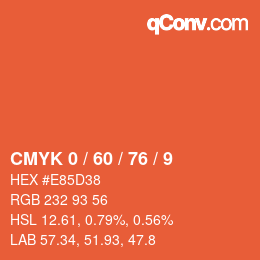 カラーコード: CMYK 0 / 60 / 76 / 9 | qconv.com