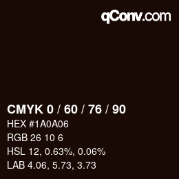 カラーコード: CMYK 0 / 60 / 76 / 90 | qconv.com