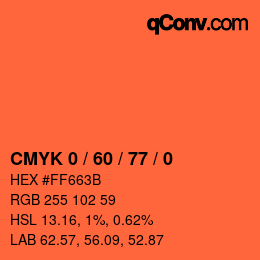 カラーコード: CMYK 0 / 60 / 77 / 0 | qconv.com