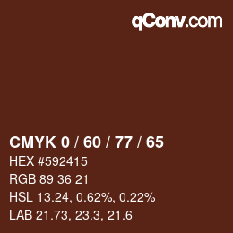 カラーコード: CMYK 0 / 60 / 77 / 65 | qconv.com