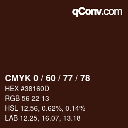 Color code: CMYK 0 / 60 / 77 / 78 | qconv.com