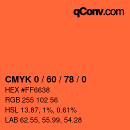 カラーコード: CMYK 0 / 60 / 78 / 0 | qconv.com