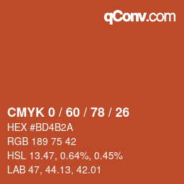 颜色代码: CMYK 0 / 60 / 78 / 26 | qconv.com