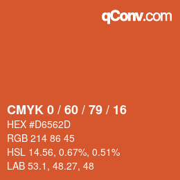 颜色代码: CMYK 0 / 60 / 79 / 16 | qconv.com