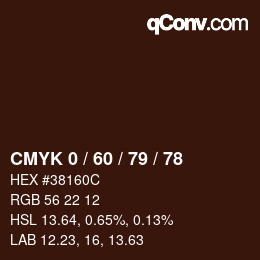 カラーコード: CMYK 0 / 60 / 79 / 78 | qconv.com