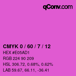 カラーコード: CMYK 0 / 60 / 7 / 12 | qconv.com