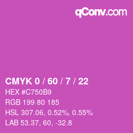 カラーコード: CMYK 0 / 60 / 7 / 22 | qconv.com