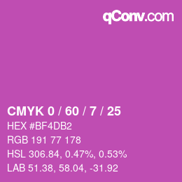 カラーコード: CMYK 0 / 60 / 7 / 25 | qconv.com