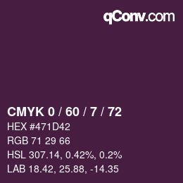 Color code: CMYK 0 / 60 / 7 / 72 | qconv.com