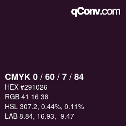 カラーコード: CMYK 0 / 60 / 7 / 84 | qconv.com